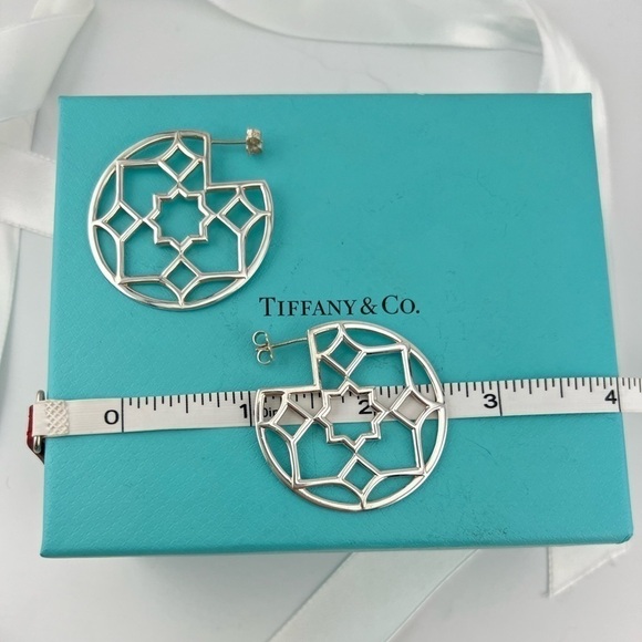 RARE Tiffany & Co. Marrakesh Zellige Hoop Earrings Paloma Picasso Silver ๐ - Picture 3 of 6